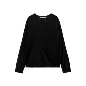 Zara Fine Knit Sweater – Black Crew Neck, Long Sleeve, Size Medium